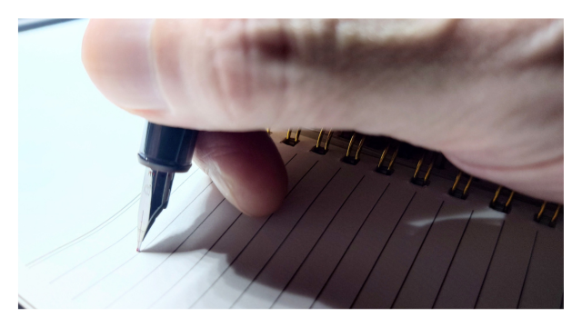 プラチナ万年筆プロシオンの外観。五角絞りペン先によるしなりのある書き味と、本格的な重量バランスが特徴。